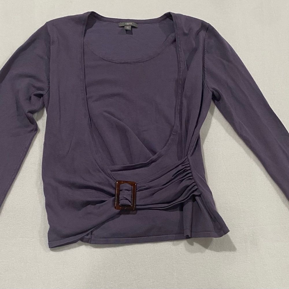 Apt. 9 Deep Purple Women's Blouse with Buckle Accent Size M